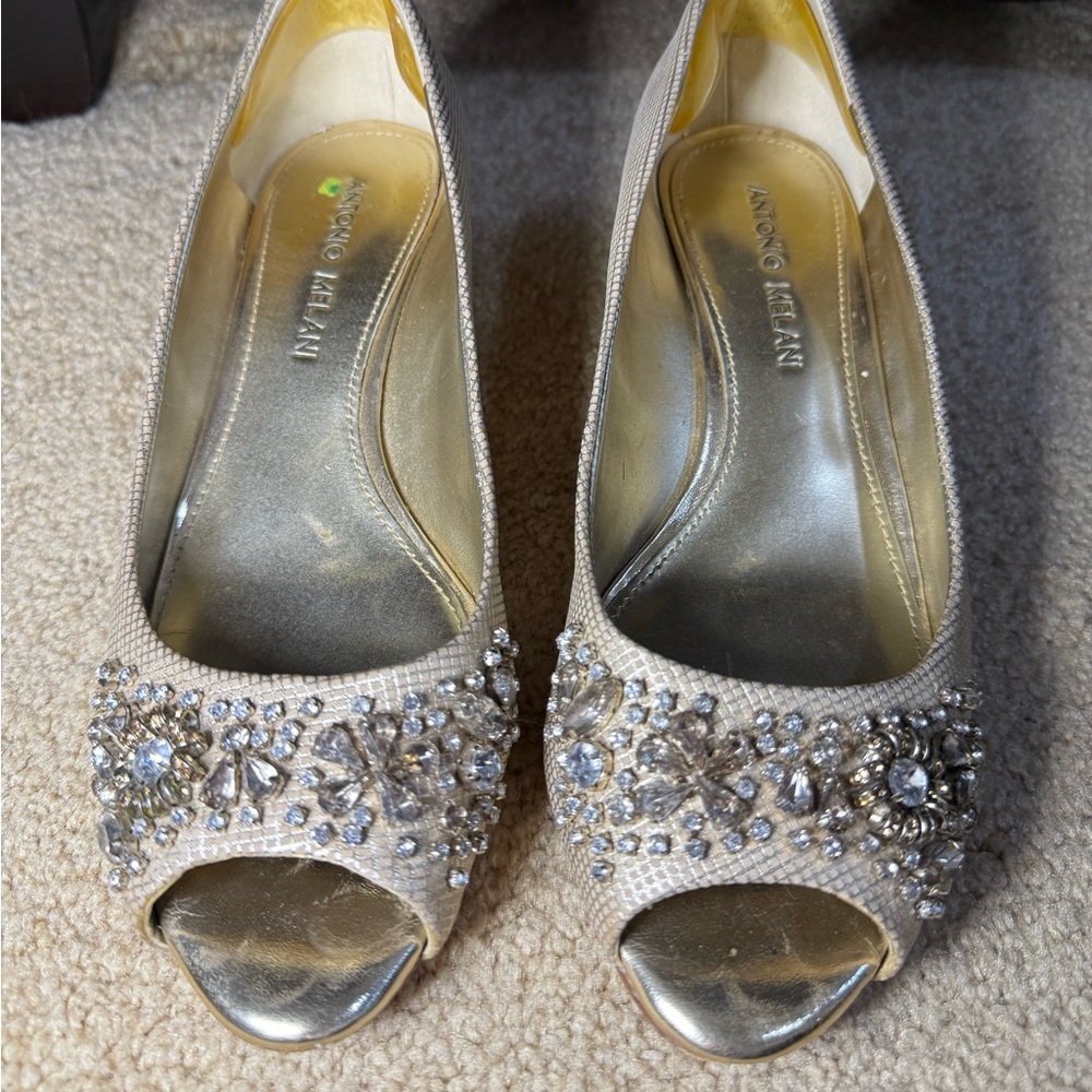 ANTONIO MELANI Embellished Cream Flats